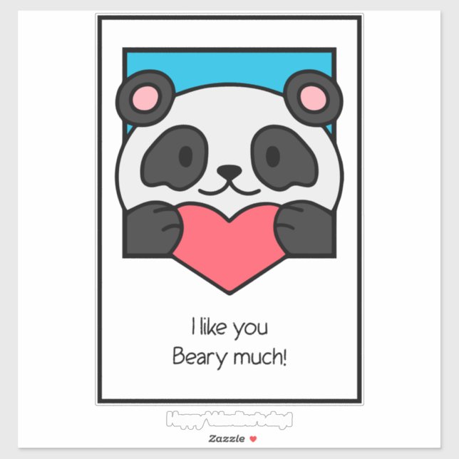 Pegatina Valentines Day Card Friends Panda Heart (Hoja)