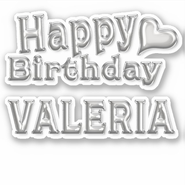 Pegatina Valeria Happy Birthday silver Aufkleber Sticker (Anverso)