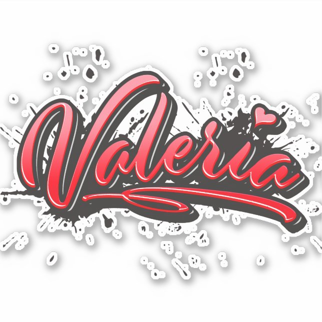 Pegatina Valeria red Heart Graffiti Aufkleber Sticker (Anverso)