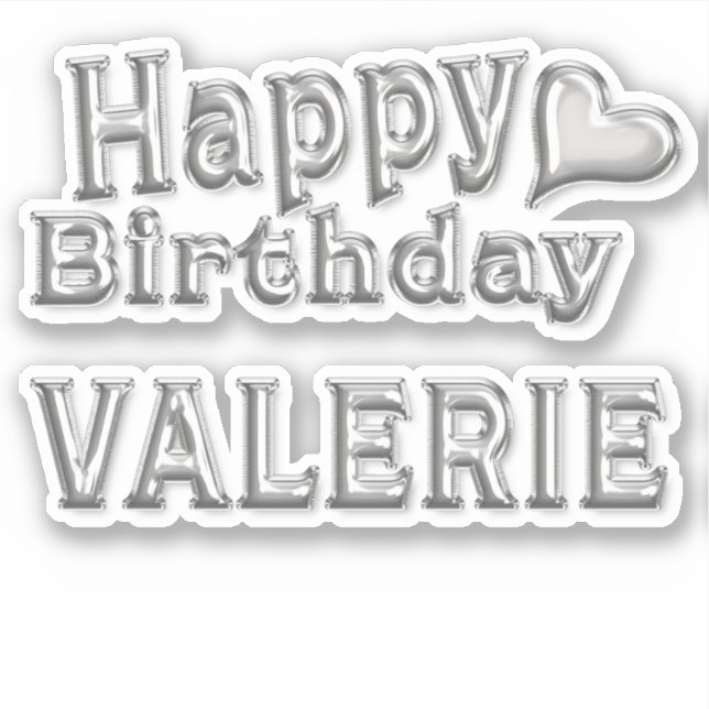 Pegatina Valerie Happy Birthday silver Aufkleber Sticker (Anverso)