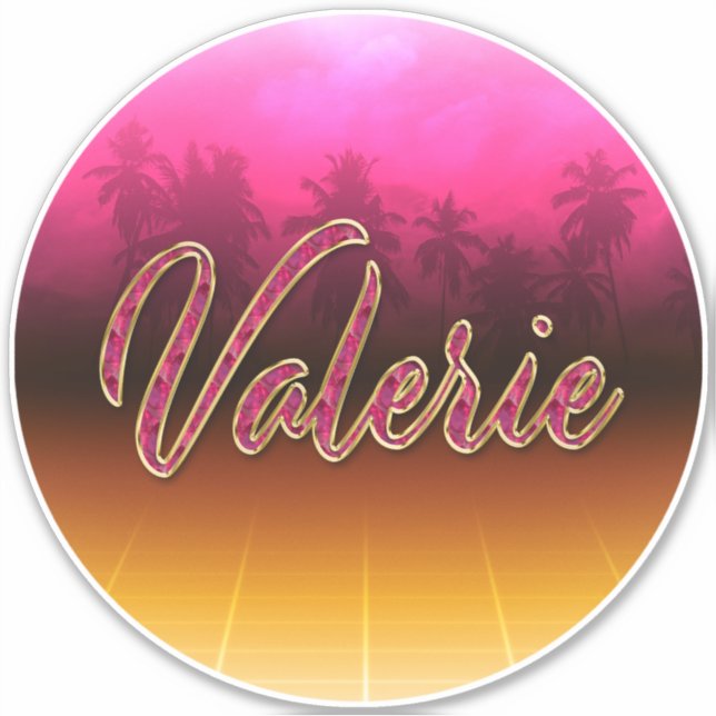 Pegatina Valerie Vorname Name golden pink Aufkleber Sticker (Anverso)