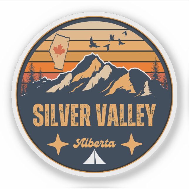 Pegatina Valle de Silver, Alberta (Anverso)