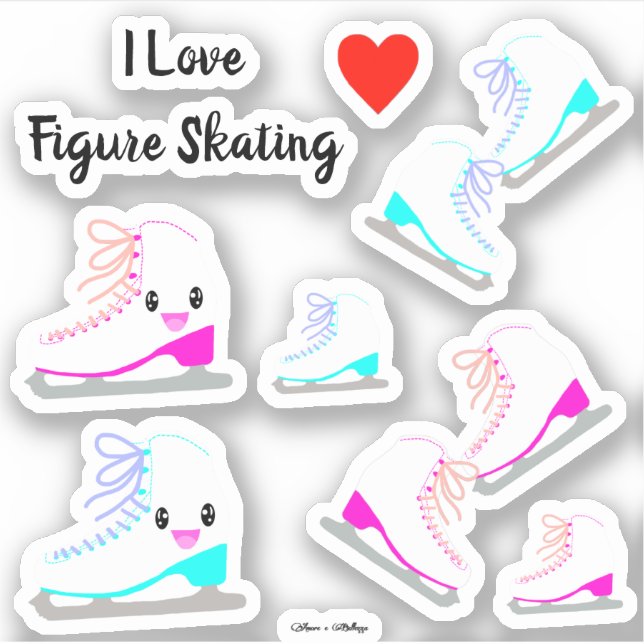 Pegatina ValUE Ice Skating Cute Variado Rosa/Azul (Anverso)