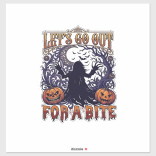 Pegatina Vamos a salir morder fantasmas calabazas murciélag