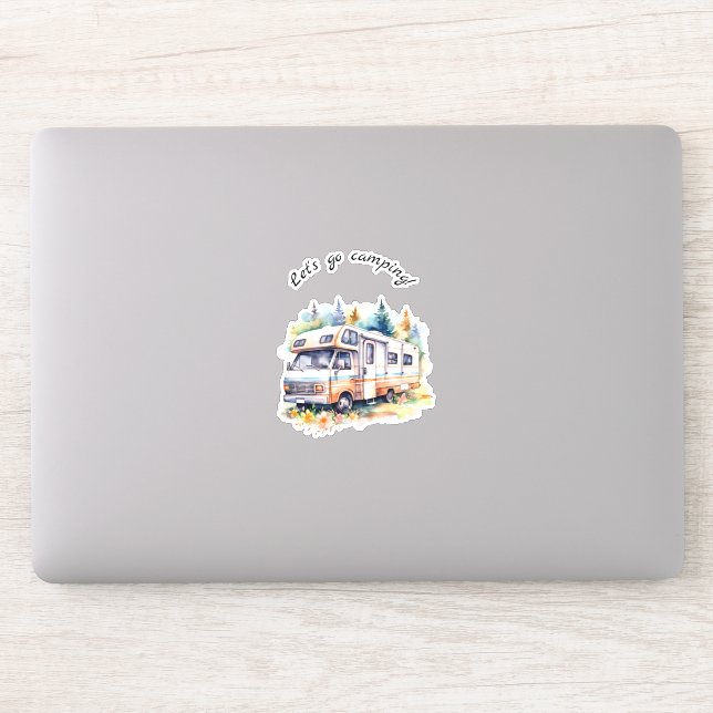 Pegatina Vamos Camping Camper Retro (Ordenador)