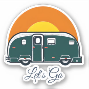 Pegatina ¡Vamos! Divertida autocaravana vintage RV 