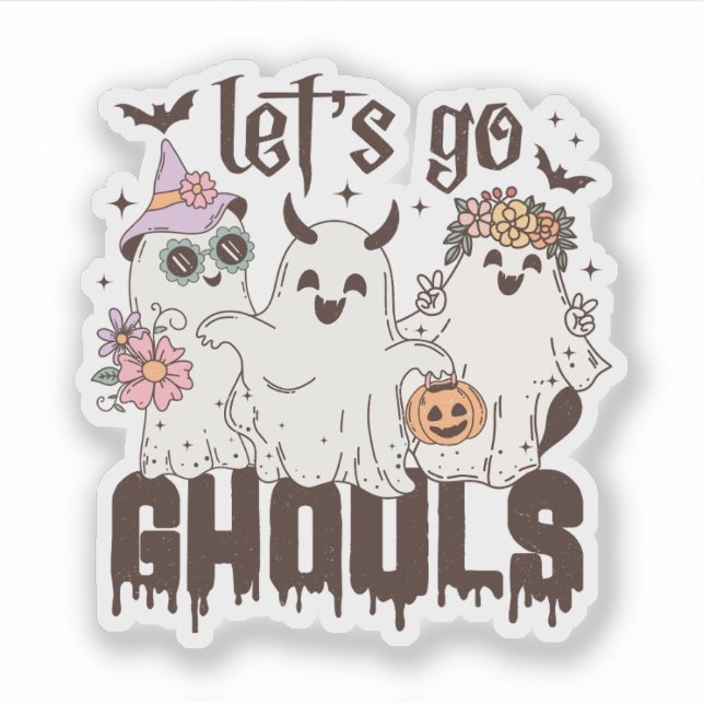 Pegatina Vamos Ghouls Halloween (Anverso)