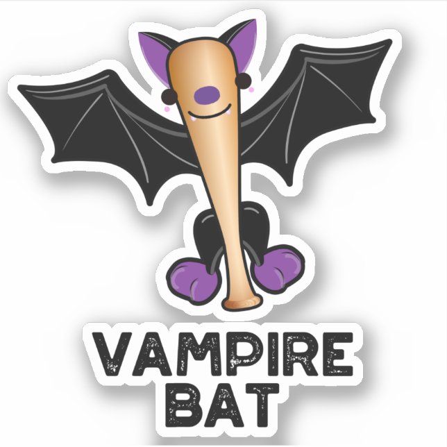 Pegatina Vampiro Bat Funny Béisbol Pun (Anverso)