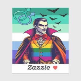 Pegatina Vampiro gay con ropa de bandera arco iris