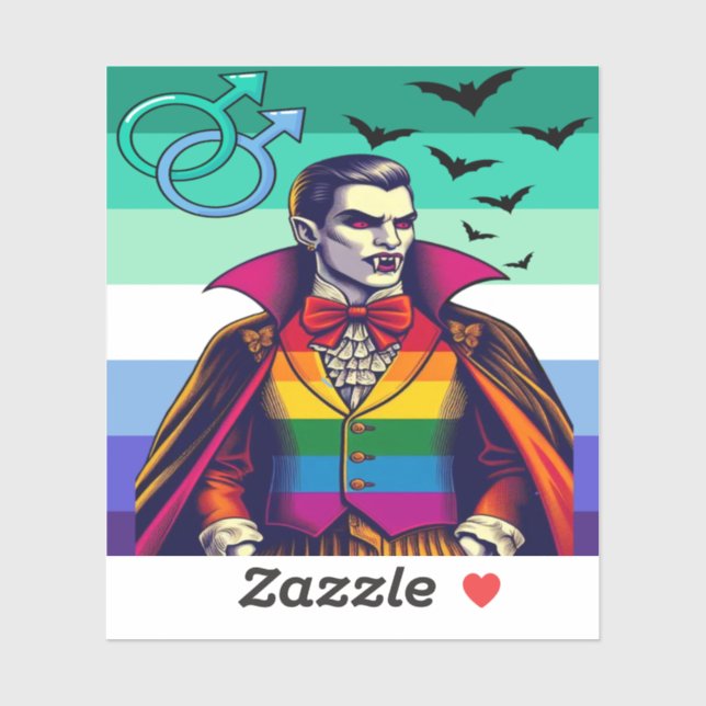 Pegatina Vampiro gay con ropa de bandera arco iris (Hoja)