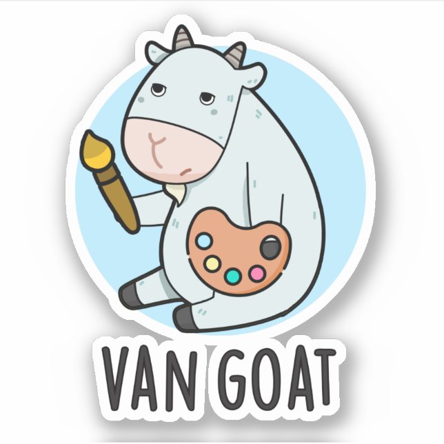 Pegatina Van Goat Funny Artista Pun (Anverso)