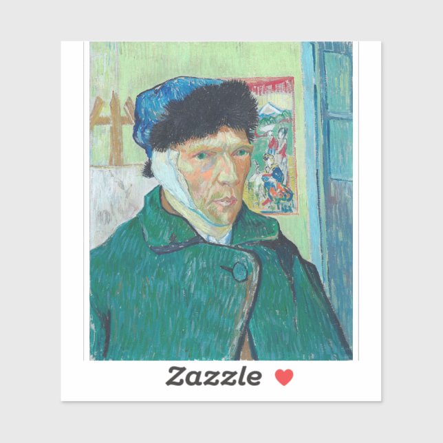 Pegatina Van Gogh - autorretrato con oreja varada (Hoja)