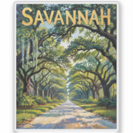 Pegatina Van Gogh Retro Savannah Georgia Oak Avenue Viaje