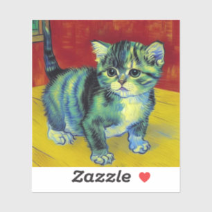 Pegatina Van Gogh Tabby Cat