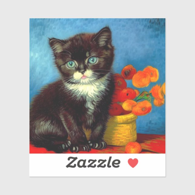 Pegatina Van Gogh Tuxedo Cat (Hoja)