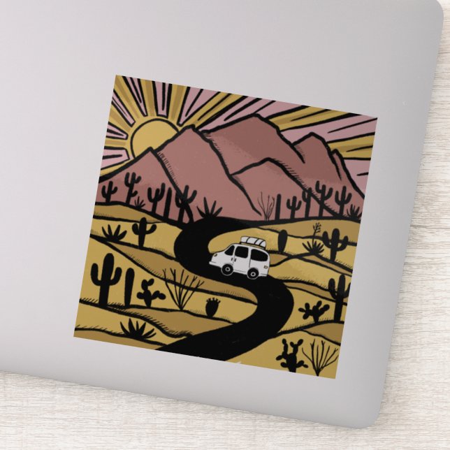 Pegatina VAN LIFE Desert Mountain Explora Sunrise (Detalle)