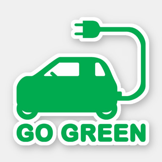 Pegatina Van los coches eléctricos de la impulsión verde (Anverso)