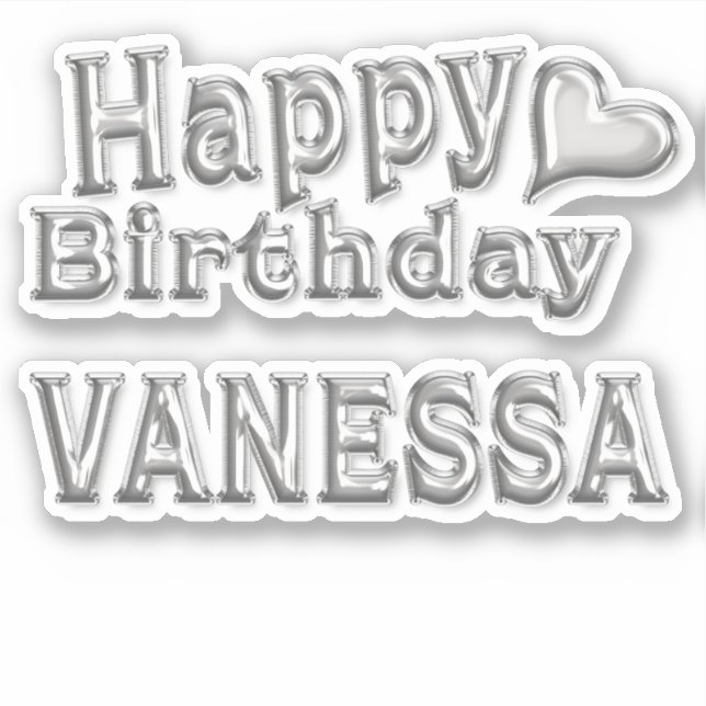 Pegatina Vanessa Happy Birthday silver Aufkleber Sticker (Anverso)