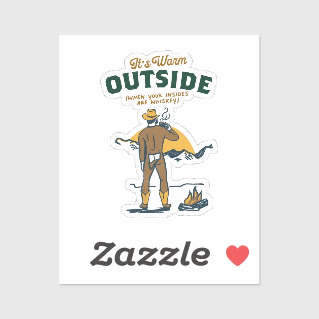 Pegatina Vaquero Divertido Bebiendo Whisky (Hoja)