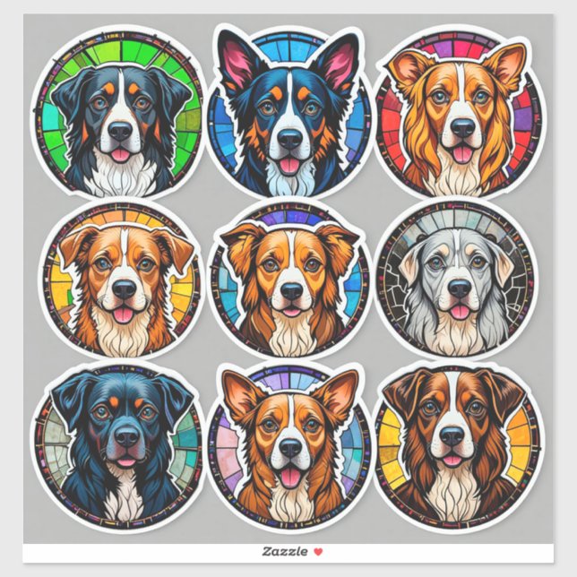 Pegatina Varias Razas de Perros (Hoja)