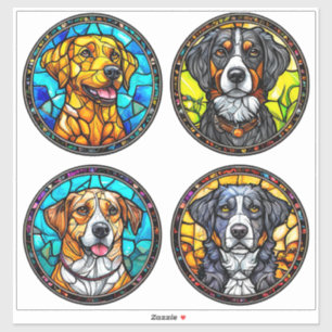 Pegatina Varias razas de perros en vidrio emplomado