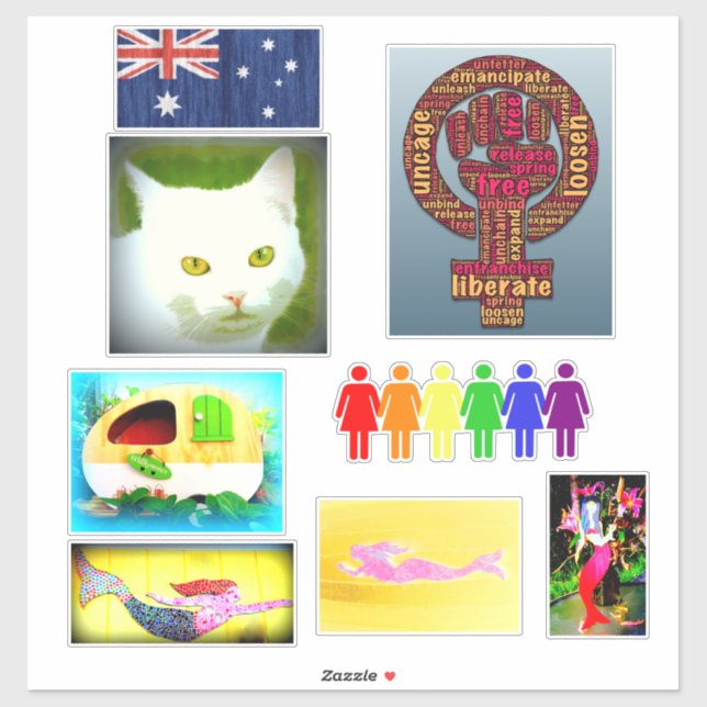 Pegatina varias sirenas e imágenes más divertidas (Hoja)