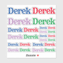 Variedad de tamaños del nombre Derek