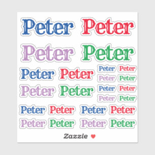 Pegatina Variety of Sizes of the Name Peter