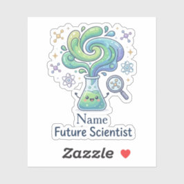 Pegatina Vaso de Nombre Personalizado Científico Futuro Esc