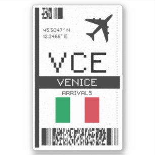 Pegatina VCE Venice Boarding Pass - Italia Travel