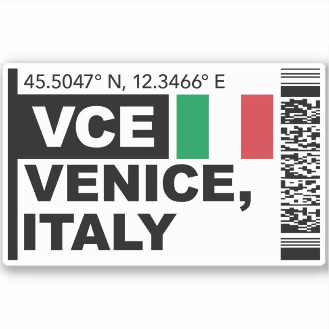 Pegatina VCE Venice Boarding Pass - Italy Travel (Anverso)