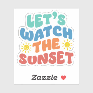 Pegatina veamos la playa de la puesta de sol