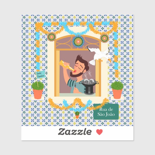 Pegatina Vecino de San Juan Portugués Festa (Hoja)