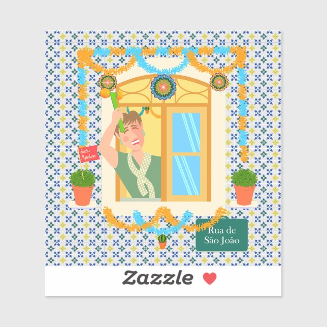 Pegatina Vecino de San Juan Portugués Festa (Hoja)