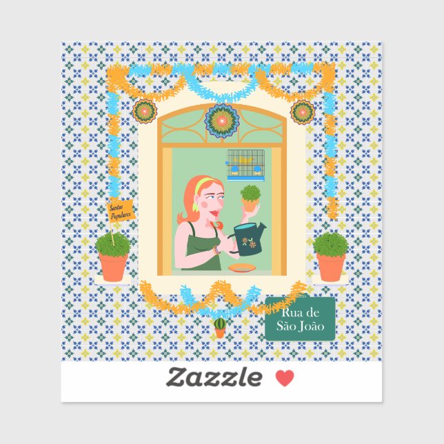 Pegatina Vecino de San Juan Portugués Festa (Hoja)