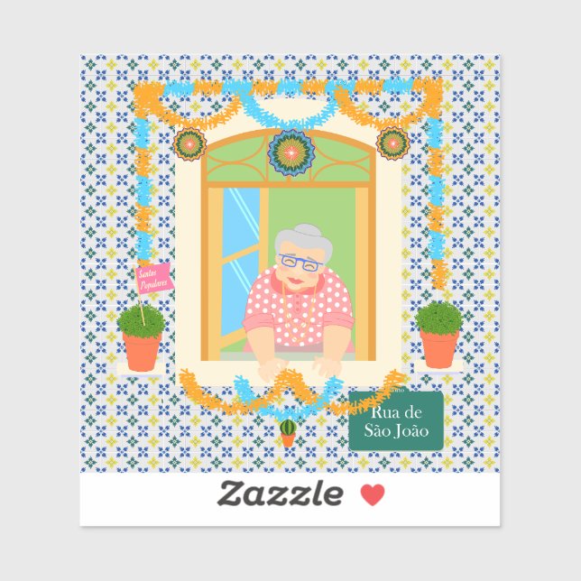 Pegatina Vecino de San Juan Portugués Festa (Hoja)