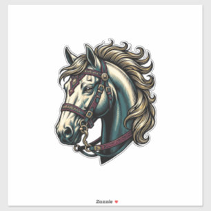 Pegatina Vector de cabeza de caballo de grabado vintage
