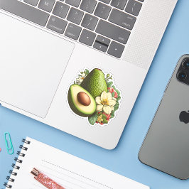 Pegatina Vegan arte estético aguacate floral