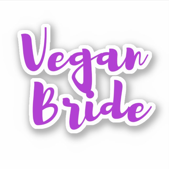 Pegatina Vegan Bride Bodas Británicas Ducha Morada Blanco (Anverso)