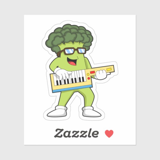 Pegatina Vegan Broccoli en Music with Guitar (Hoja)