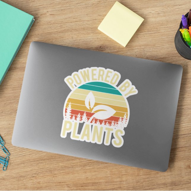 Pegatina Vegan Plant Powered Retro (Subido por el creador)