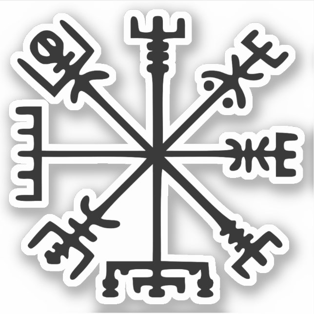 Pegatina Vegvísir (brújula vikina) (Anverso)