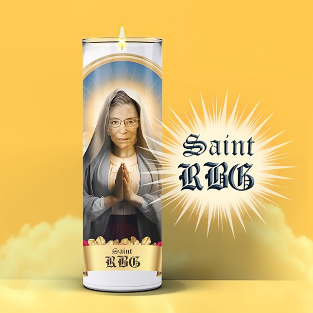 Pegatina Vela de la Oración de Saint RBG (Saint RBG Ruth Bader Ginsburg Devotional Prayer Candle Sticker Label)