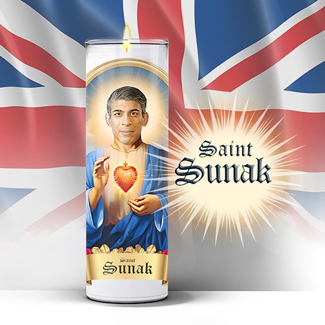 Pegatina Vela de la oración de Saint Rishi Sunak (Saint Rishi Sunak Devotional Prayer Candle Stickers and Gifts)