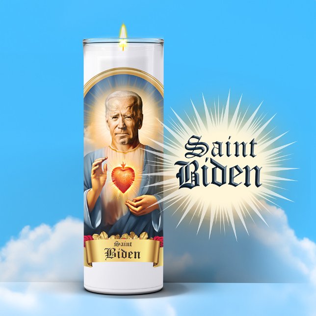 Pegatina Vela de la Oración de San Joe Biden (Saint Joe Biden Devotional Prayer Candle Sticker Label)