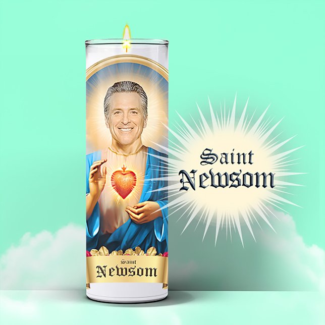 Pegatina Vela de oración de Saint Gavin Newsom (Saint Gavin Newsom Devotional Prayer Candle Stickers and Gifts)
