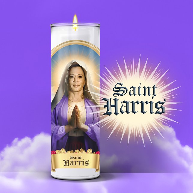 Pegatina Vela de oración de Saint Kamala Harris (Saint Kamala Harris Devotional Prayer Candle Sticker Label)