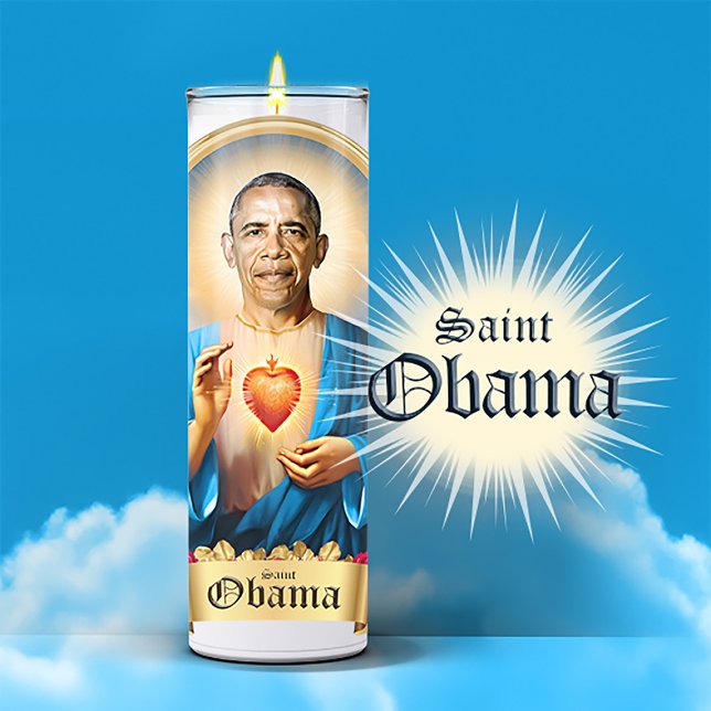 Pegatina Vela de oración de San Barack Obama (Saint Barack Obama Devotional Prayer Candle Stickers and Gifts)