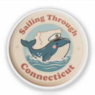Pegatina Vela Vintage a Través de Connecticut Ballena
