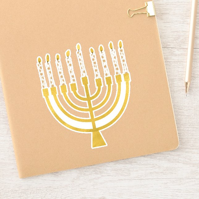 Pegatina Velas celestes de Menorah Hanukkah (Cuaderno)